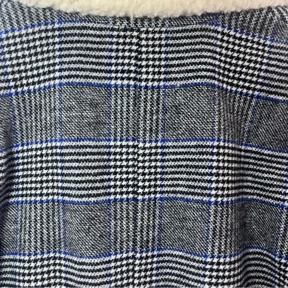 Levi's Amaya Wool Blend Fur Trimmed Collar Meteorite Plaid Pea Coat Size Small - Picture 15 of 16